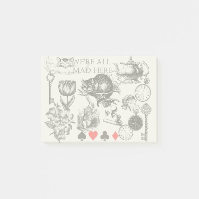 Cheshire Cat Classice alice in wonderland mad Post-it Block (Framsida)