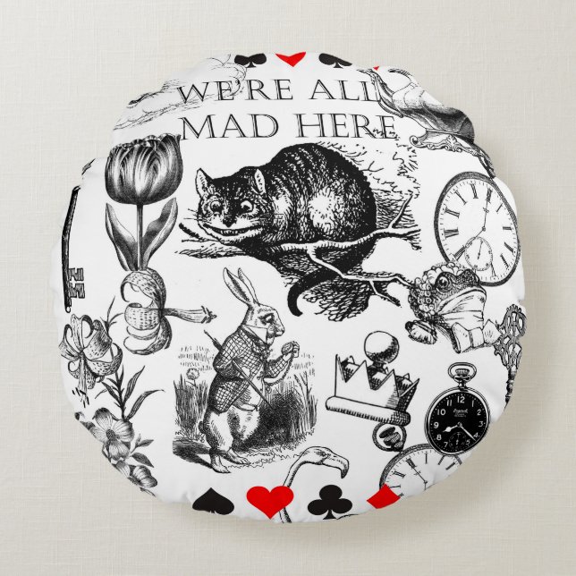 Cheshire Cat Classice alice in wonderland mad Rund Kudde (Framsidan)
