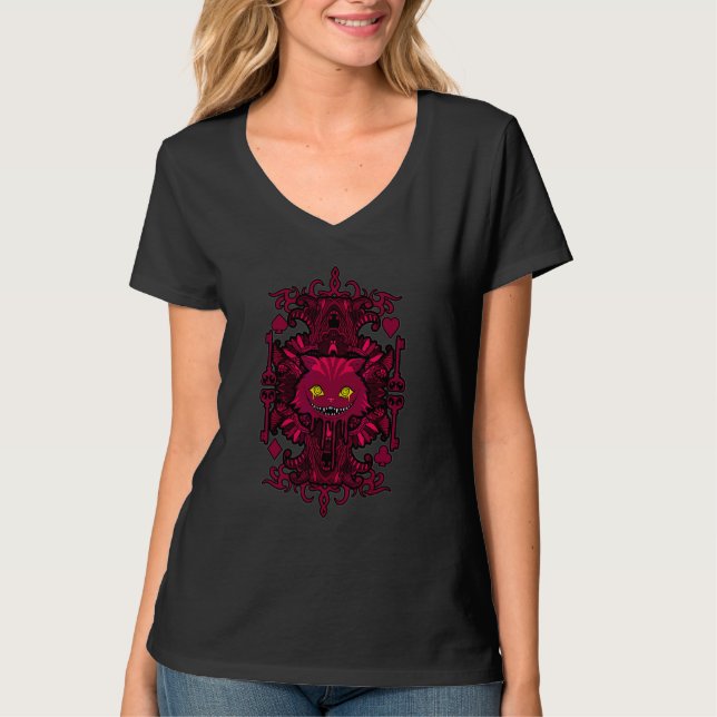 Cheshire Cat Gothic Alice i underlandskatten T Shirt (Framsida)