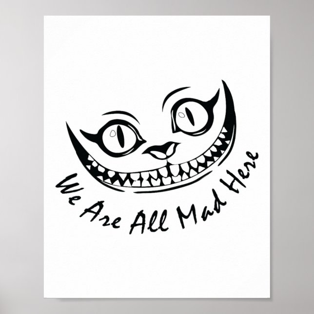 Cheshire Cat Grinning Vi är alla här i Wonderlan Poster (Framsidan)