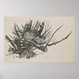 Cheshire Cat i en träd Arthur Rackham Poster