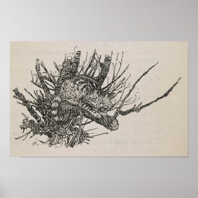 Cheshire Cat i en träd Arthur Rackham Poster (Framsidan)
