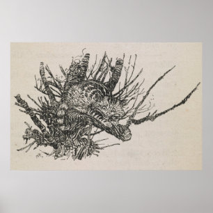 Cheshire Cat i en träd Arthur Rackham Poster