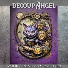 Cheshire Cat in Lila Steampunk Stil Decoupage