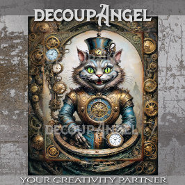 Cheshire Cat in Steampunk Wonderland Decoupage
