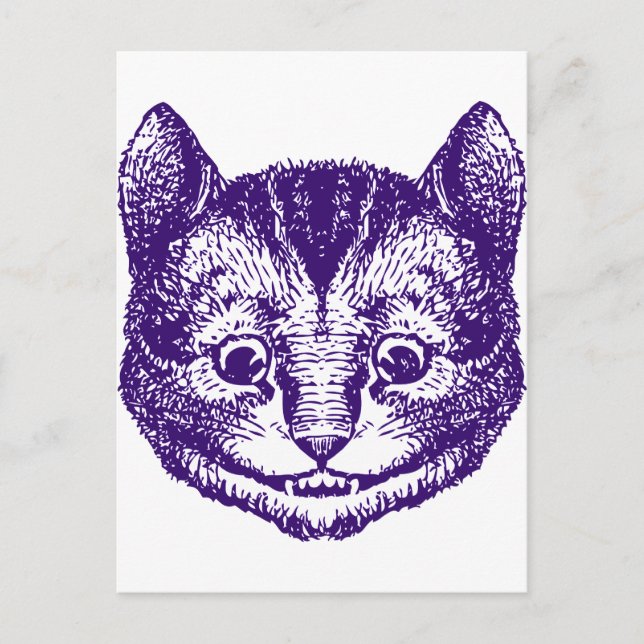 Cheshire Cat Inked Lila Vykort (Framsida)