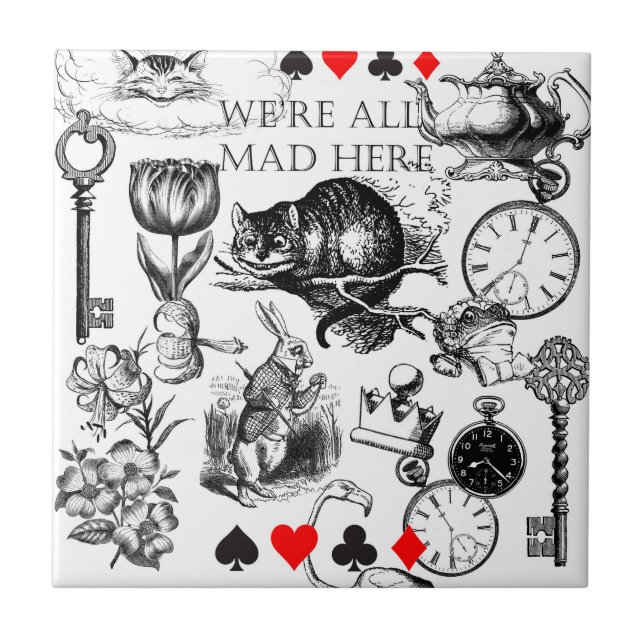 Cheshire Cat klassisk alice i underlandet galen Kakelplatta (Framsidan)
