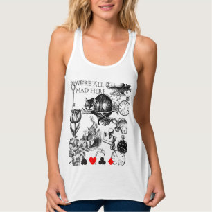 Cheshire Cat klassisk alice i underlandet galen Linne Med Racerback