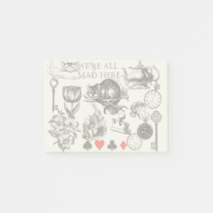 Cheshire Cat klassisk alice i underlandet galen Post-it Block