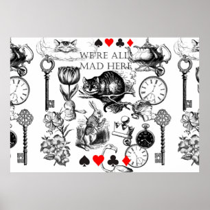 Cheshire Cat klassisk alice i underlandet galen Poster