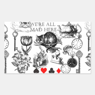 Cheshire Cat klassisk alice i underlandet galen Rektangulärt Klistermärke