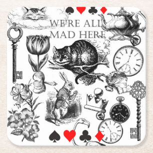 Cheshire Cat klassisk alice i underlandet galen Underlägg Papper Kvadrat