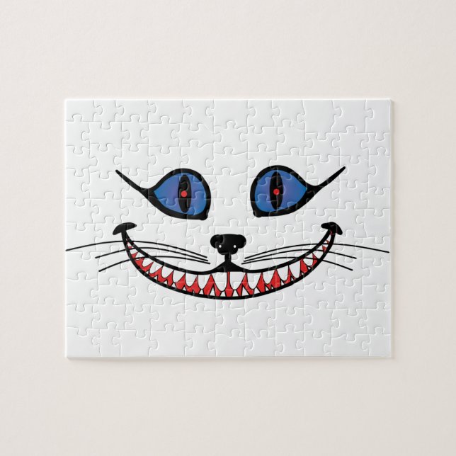 Cheshire Cat Leende  BLÅ Pussel (Horisontell)