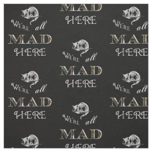 Cheshire Cat Mad Alice i Wonderland Fabric Tyg