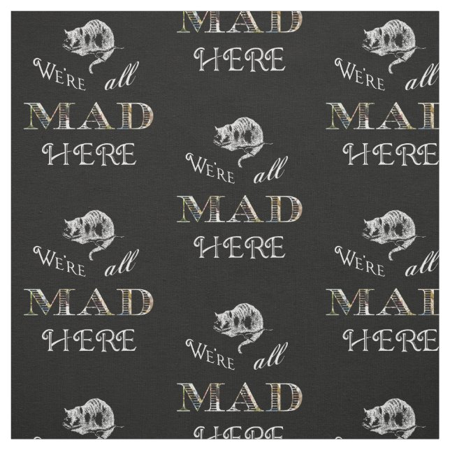 Cheshire Cat Mad Alice i Wonderland Fabric Tyg (Provkarta)