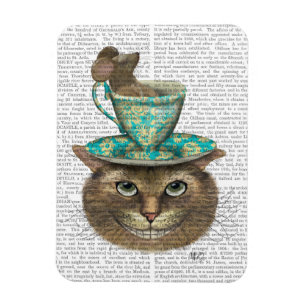 Cheshire Cat med Kopp på huvud Magnet