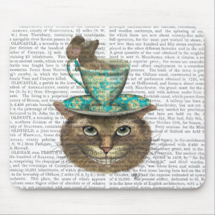 Cheshire Cat med Kopp på huvud Musmatta