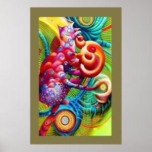 Cheshire Cat Peacock Psychedelic Dream Pop Poster