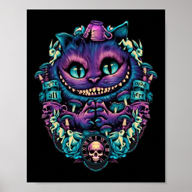 Cheshire Cat Shirt Alice in Wonderland Graphic Poster (Framsidan)