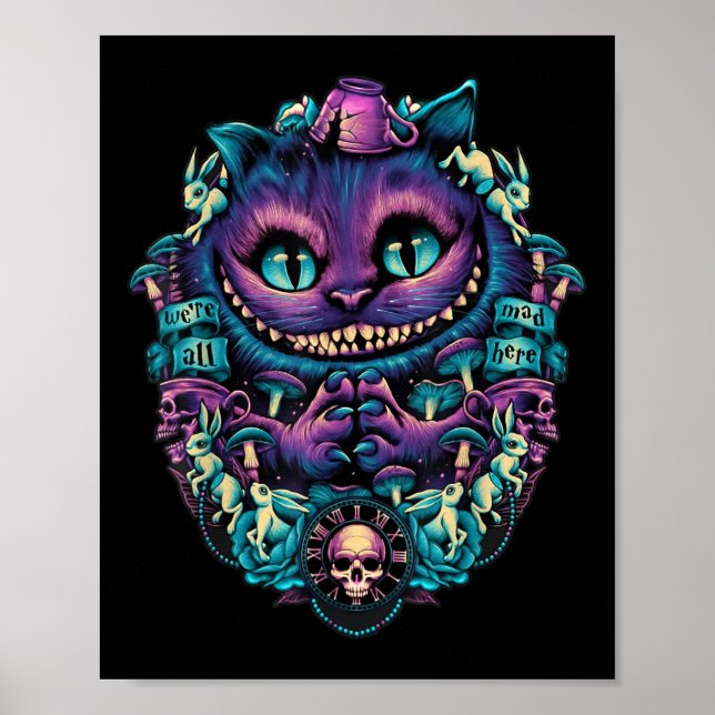 Cheshire Cat Shirt Alice in Wonderland Graphic Poster (Framsidan)