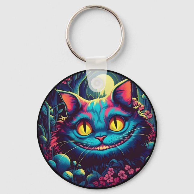 Cheshire Cat Smiling Alice i Wonderland Nyckelring (Framsida)