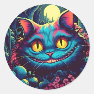 Cheshire Cat Smiling Alice i Wonderland Runt Klistermärke