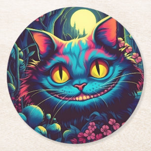 Cheshire Cat Smiling Alice i Wonderland Underlägg Papper Rund