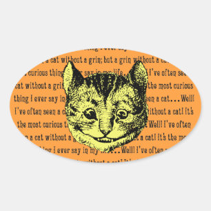 Cheshire Cat - Vintage Alice i Wonderland Ovalt Klistermärke