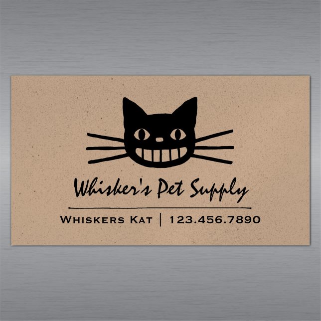 Cheshire Cat with Long Whiskers | Crazy Black Cat Magnetiska Visitkort (Skapare uppladdad)