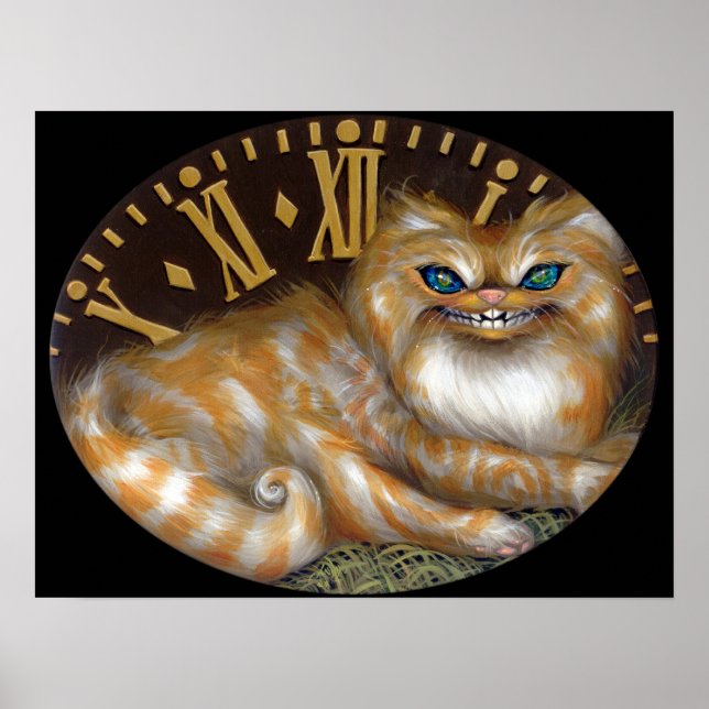 Cheshire Clock ART PRINT Wonderland Cat Poster (Framsidan)