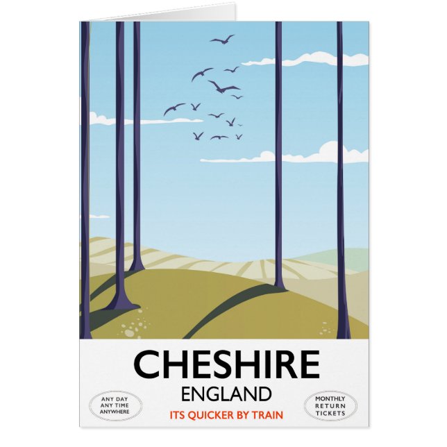 Cheshire, England resemappningsaffisch Hälsningskort (Framsidan)