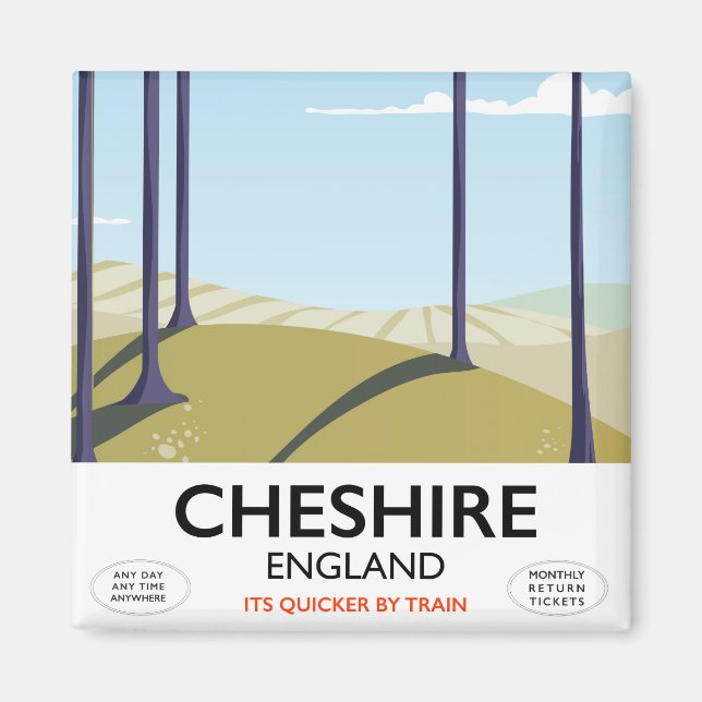 Cheshire, England resemappningsaffisch Magnet (Framsidan)