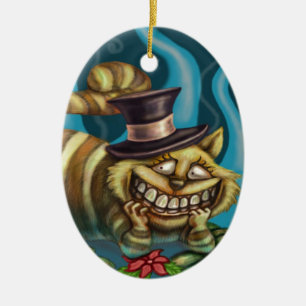 Cheshire katt julgransprydnad keramik