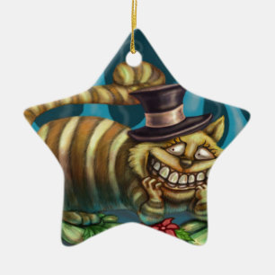 Cheshire katt julgransprydnad keramik