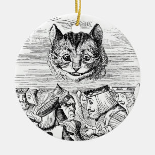 Cheshire katt ovanför drottningen julgransprydnad keramik