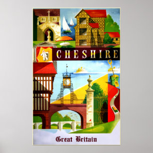 Cheshire, Underbar brittisk reseaffisch. Poster