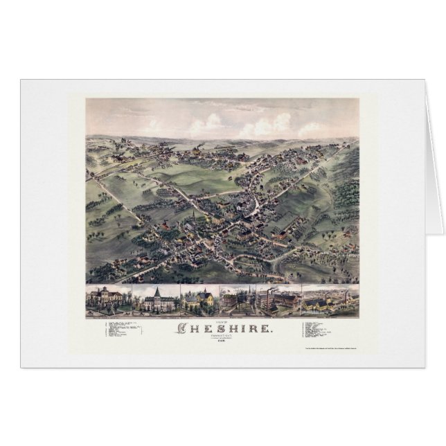 Chesire panorama- karta för CT - 1882 Hälsningskort (Framsidan Horizontal)