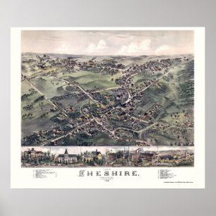 Chesire panorama- karta för CT - 1882 Poster
