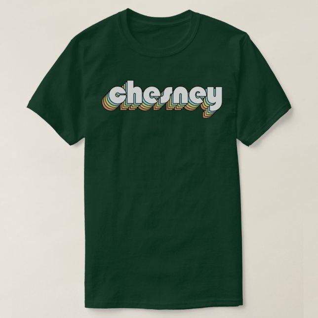 Chesney Retro Rainbow Typography Faded Stil T Shirt (Design framsida)