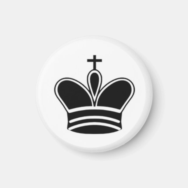 Chess 1-1/4-tums Fridge Magnet ~ Kung (svart) (Framsidan)