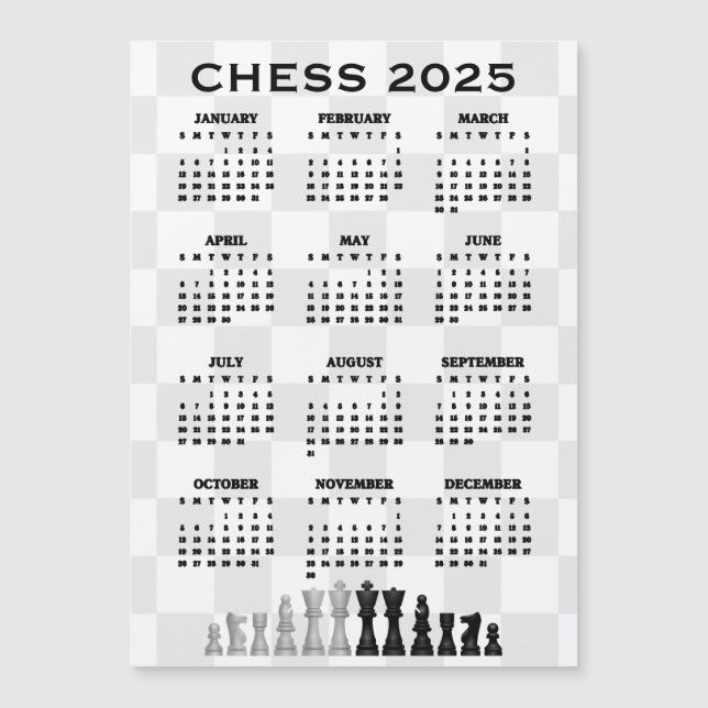Chess 2025 Calendar Magnetic Card (Framsida)