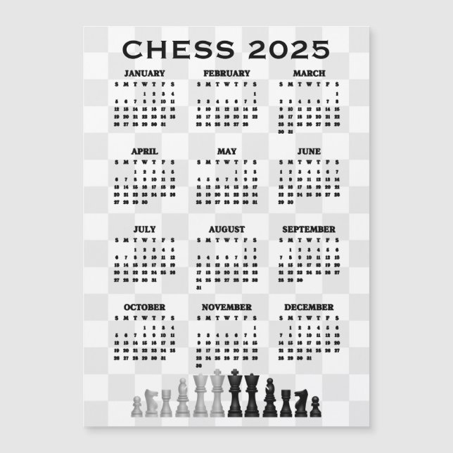 Chess 2025 Calendar Magnetic Card (Framsida)