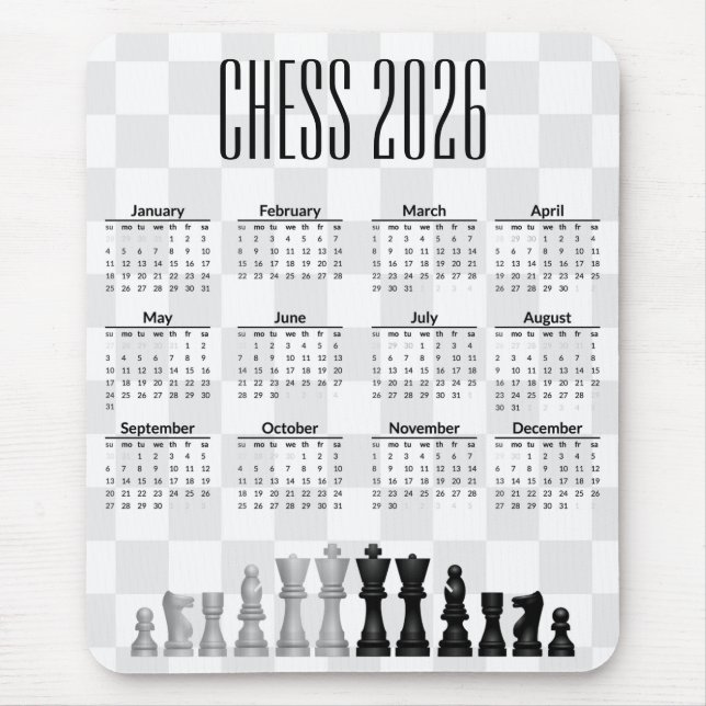 Chess 2026 Calendar Mousepad Musmatta (Framsidan)