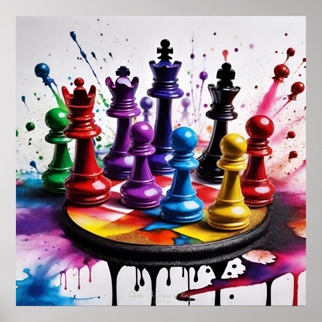 Chess A ame of Kung AI Fantasy Digital Art Print Poster (Framsidan)
