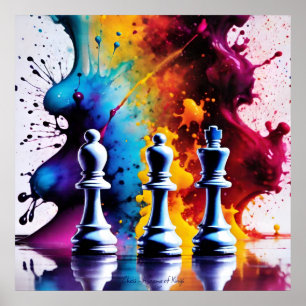 Chess A ame of Kung AI Fantasy Digital Art Print Poster