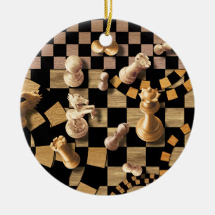 Chess Abstrakt Art - struktur av trä Julgransprydnad Keramik