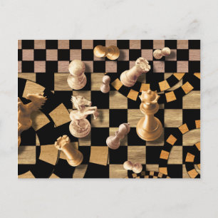 Chess Abstrakt Art - struktur av trä Vykort
