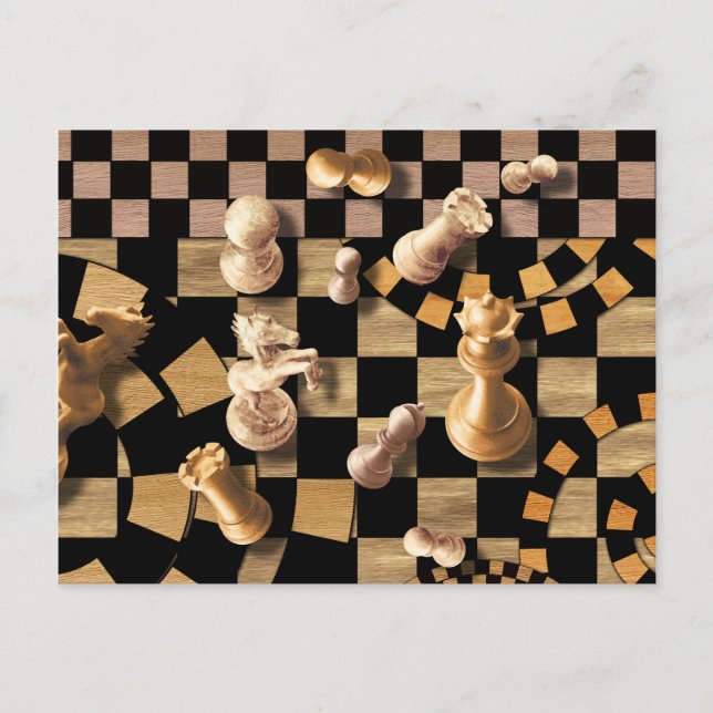 Chess Abstrakt Art - struktur av trä Vykort (Framsida)