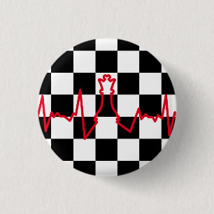 Chess Älskare Heart Beat Pulse Queen Game Biet Knapp