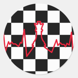 Chess Älskare Heart Beat Pulse Queen Game Biet Runt Klistermärke